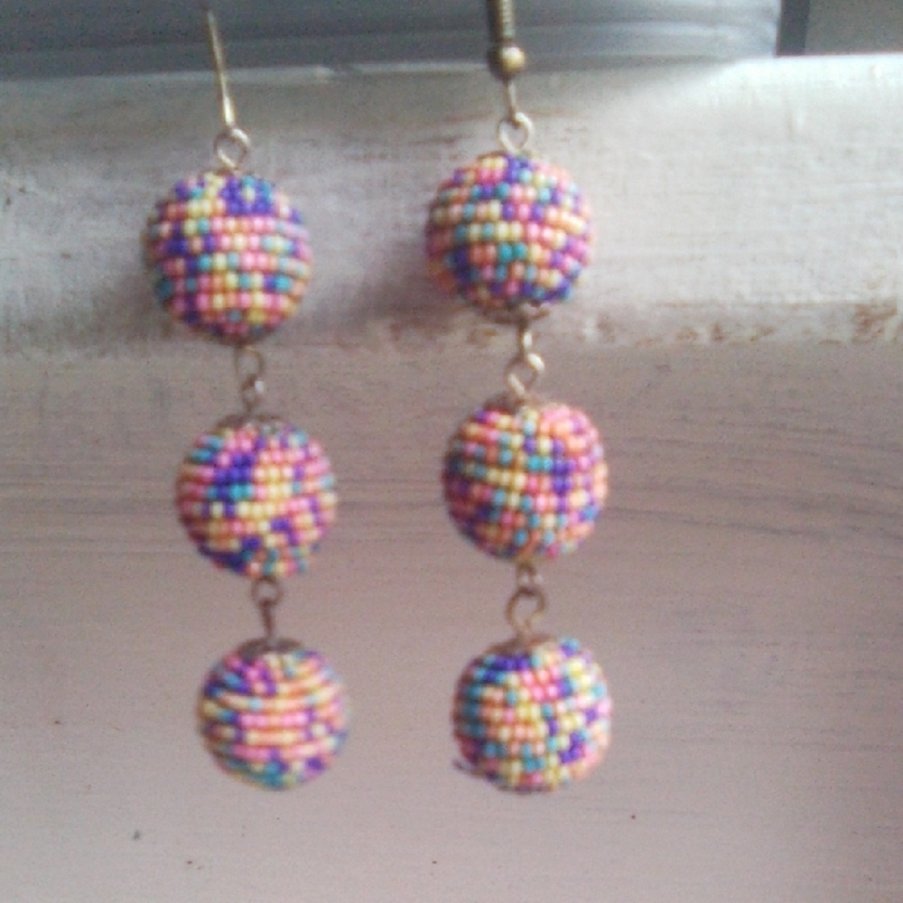 Colorful Beaded Dangle Earrings